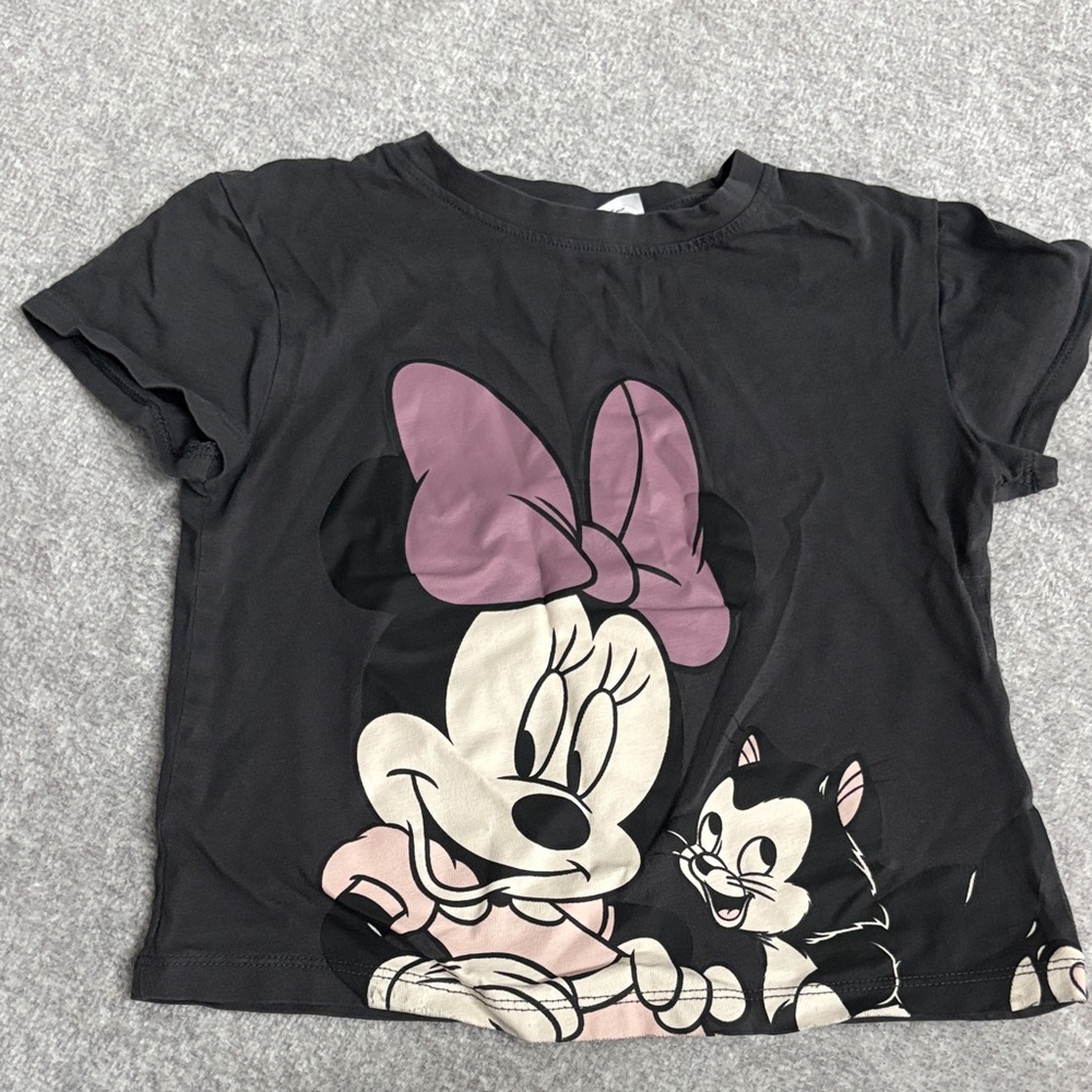 Disney Kids Minnie Mouse and Figaro T-Shirt - Black and Pink